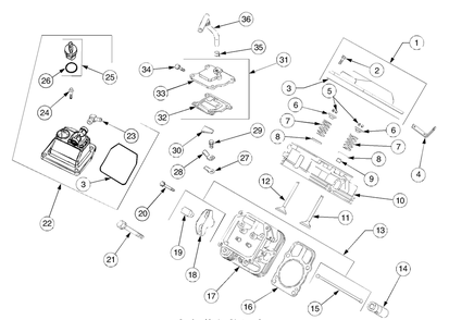 Cylinder Head, Valves And Breather Diagram and Parts List for GT2544 K015-Before-13A2D7L710 Cub Cadet Lawn Tractor